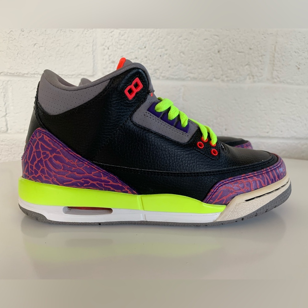 Air Jordan III 3 Retro Black/Atomic Red Bel Airs, Girls 5.5Y/Womens 7 - CLEAN!